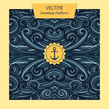 Soyut dalga arka plan koyu mavi seamless modeli ile