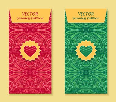 Kırmızı yeşil soyut dalgalar ile set dikey afiş