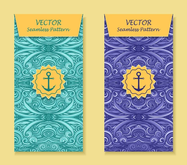 Definir banners verticais com ondas abstratas em azul marinho —  Vetores de Stock