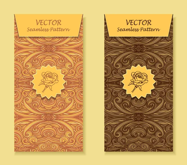 Set Banderas verticales con ondas abstractas en marrón beige — Archivo Imágenes Vectoriales