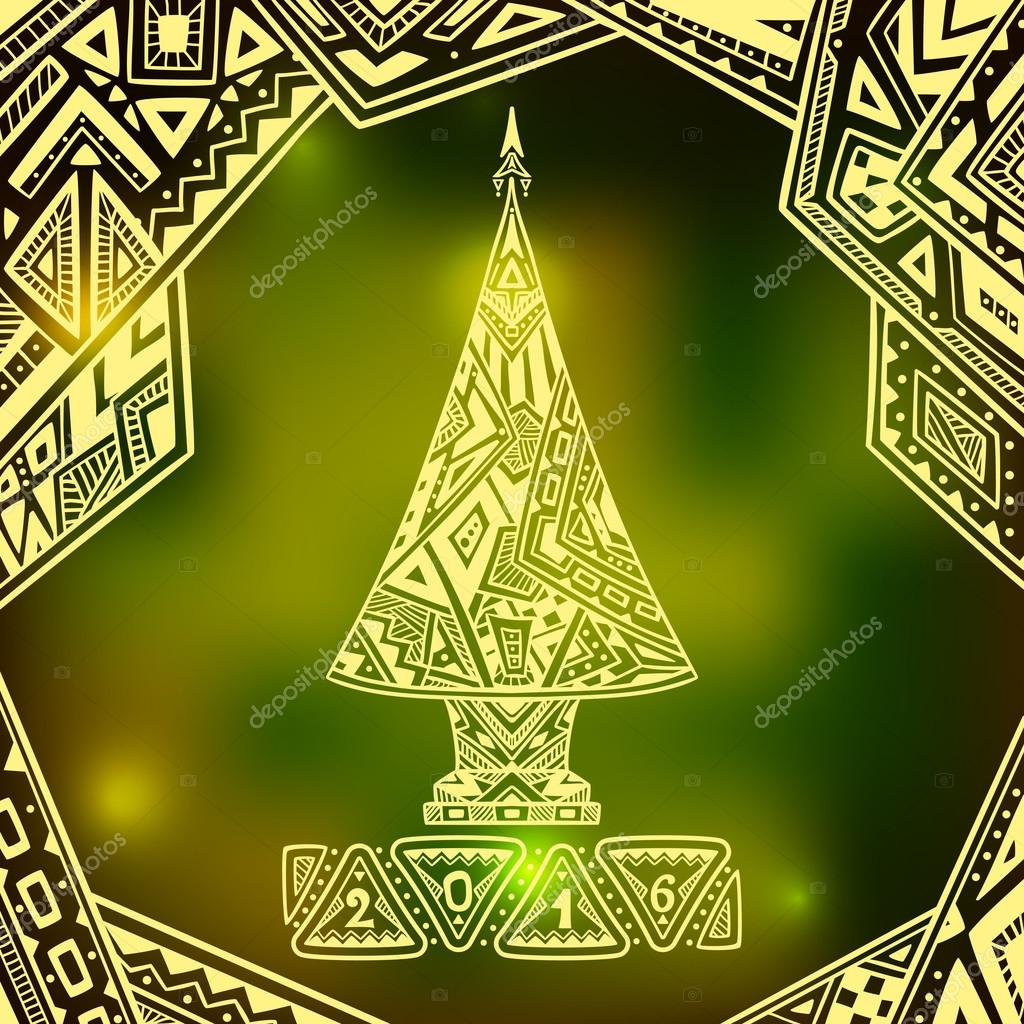 Immagini Natale Zen.Christmas Tree In Zen Doodle Style On Blur Background In Green Stock Vector C Kulik Oks 90445748