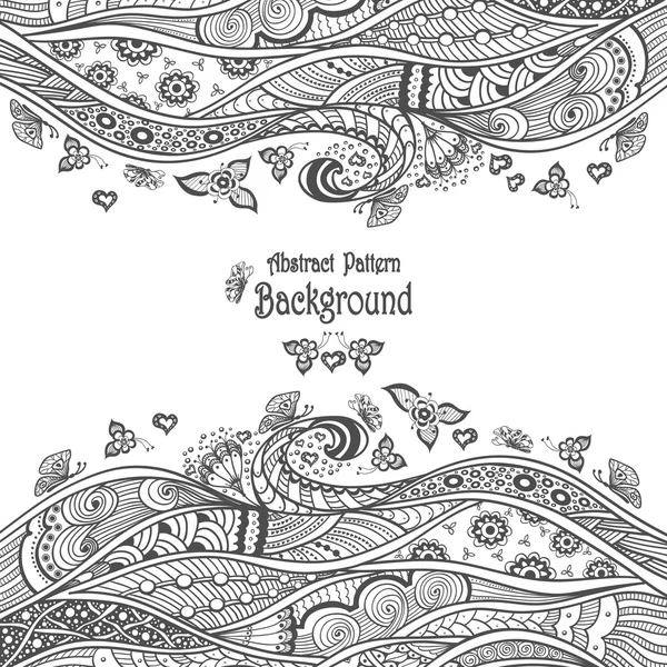 Desen arka plan üzerine beyaz siyah Zen-doodle tarzında