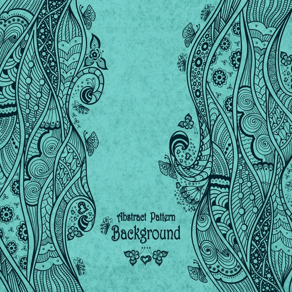 Handgemaakte abstracte patroon achtergrond in Zen-doodle stijl op grunge blauw — Stockvector