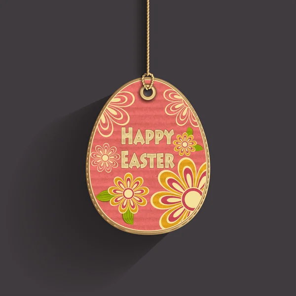Egg on cord with  corrugated cardboard texture and flowers on dark — Stok Vektör