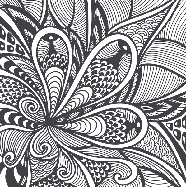 Patrón abstracto en Zen-tangle Estilo Zen-doodle negro sobre blanco — Vector de stock