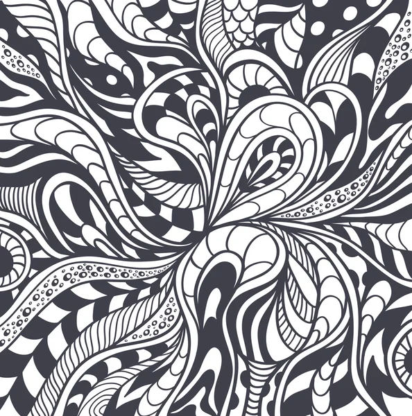 Fondo abstracto en Zen-tangle Estilo Zen-doodle negro sobre blanco — Vector de stock