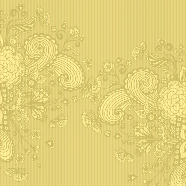 Vintage background with doodle flowers on beige — ストックベクタ
