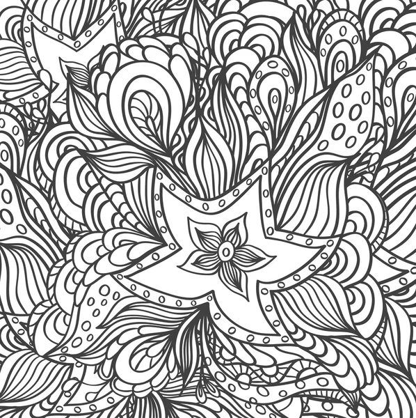 Background with doodle starfishes seaweeds or  template for underwater world  or for coloring page or relax coloring book — 스톡 벡터