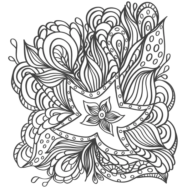 Background with doodle starfishes seaweeds  for coloring page — Stock vektor