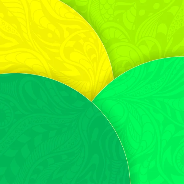 Sfondo astratto con cerchi e texture doodle giallo verde per modello di volantini o banner o per la progettazione di materiali — Vettoriale Stock