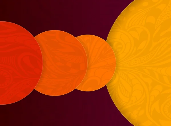 Fondo abstracto con círculos y textura de garabato naranja marrón oscuro para plantilla de volantes o pancartas o para diseño de materiales — Archivo Imágenes Vectoriales