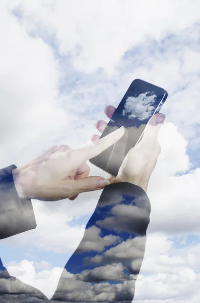 Smart phone and the cloud — Stock Photo, Image
