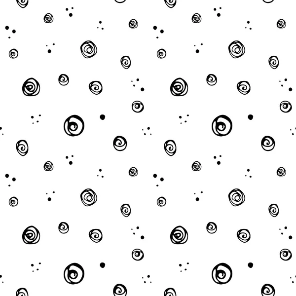 Seamless hand drawn pattern with circles and dots — Stock Vector