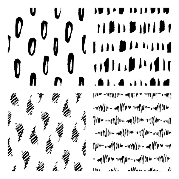 Seamless hand drawn ink patterns — Stock Vector