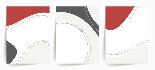エレガントでトレンディーな抽象的な形状の背景 最小カバーデザインテンプレート 3つのミニマルで抽象的なデザインのセット スタイリッシュな エレガントでモダンな トレンディーな 濃いグレー ベージュ — ストックベクタ