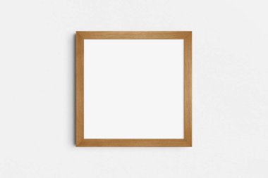 Frame mockup 1:1 square. Single thick cherry wood frame mockup. Clean, modern, minimalist, bright. Square frame mockup.