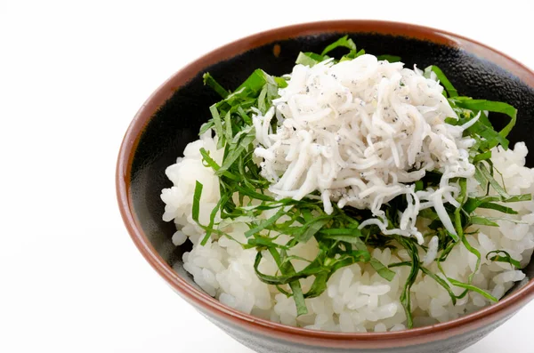 Nourriture Japonaise Shirasu Don Riz Garni Blanc Bec — Photo