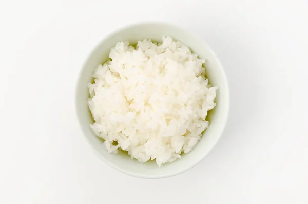 Arroz Uma Tigela Fundo Branco — Fotografia de Stock