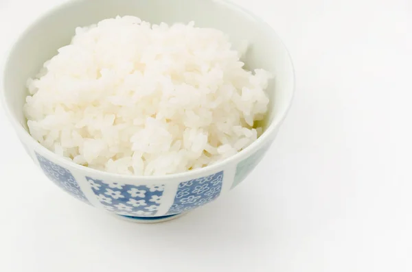Reis Einer Schüssel Auf Weißem Hintergrund — Stockfoto