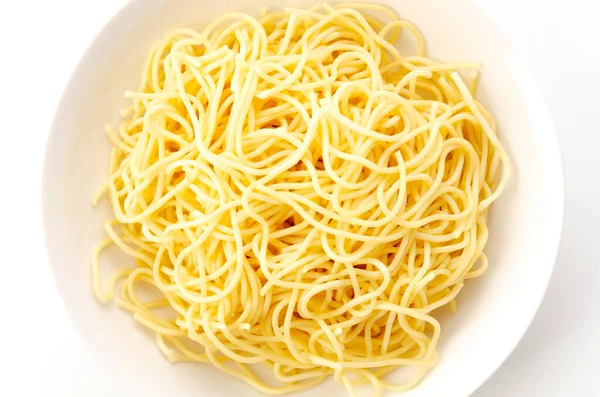 Špagety Nudle Talíři Bílém Pozadí — Stock fotografie