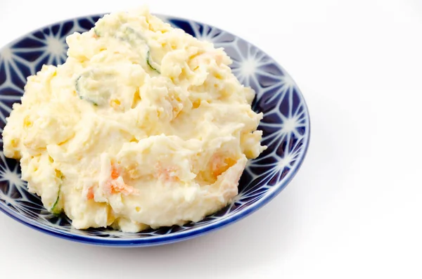 Plate Potato Salad White Background — Stock Photo, Image