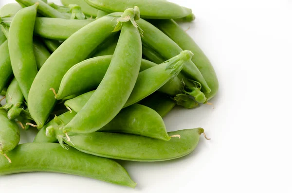 Pois Mange Tout Sucre Sur Fond Blanc — Photo