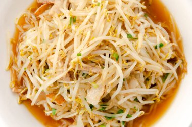 Beyaz arka planda kızarmış fasulye filizleri