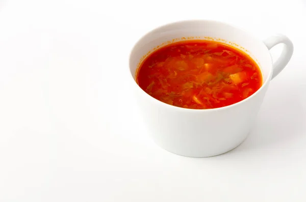 Sopa Minestrone Taza Sobre Fondo Blanco —  Fotos de Stock