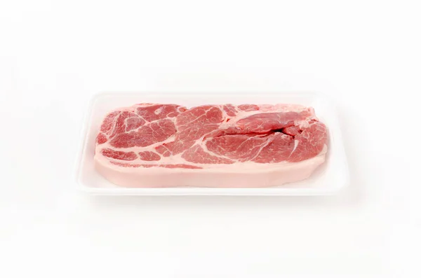 Raw Pork Meat Foam Tray White Background Royalty Free Stock Photos