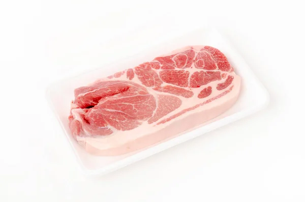 Raw Pork Meat Foam Tray White Background Royalty Free Stock Photos