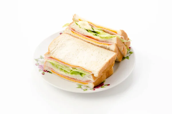 Здоровий Бутерброд Шинкою Сиром Салатом — стокове фото
