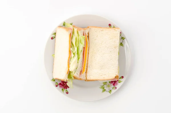 Gesundes Schinken Sandwich Mit Käse Und Salat — Stockfoto