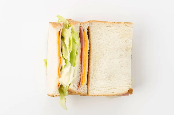 Sandwich Jamón Saludable Con Queso Lechuga — Foto de Stock