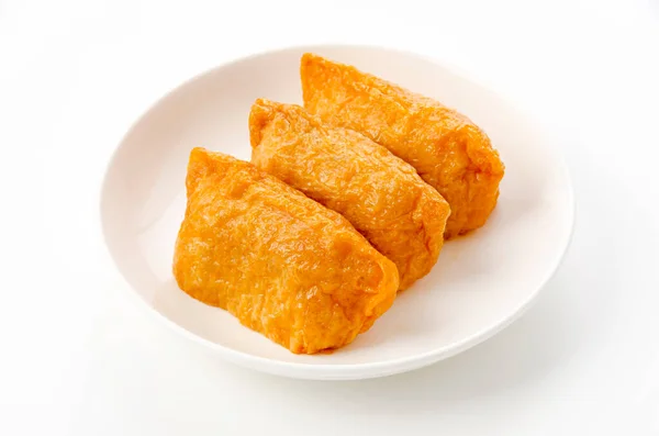 Japanese Cuisine Inari Sushi Vinegared Boiled Rice Wrapped Fried Tofu — Stok Foto