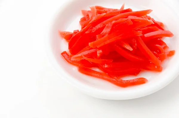 Benishoga Red Pickled Ginger White Plate — Stock Photo, Image