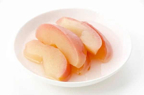 Compote Pommes Sur Une Assiette Blanche — Photo