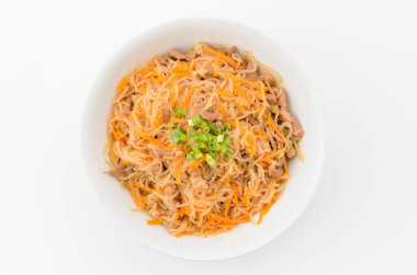 Japon yemekleri, kızarmış domuz eti ve Konjac eriştesi.