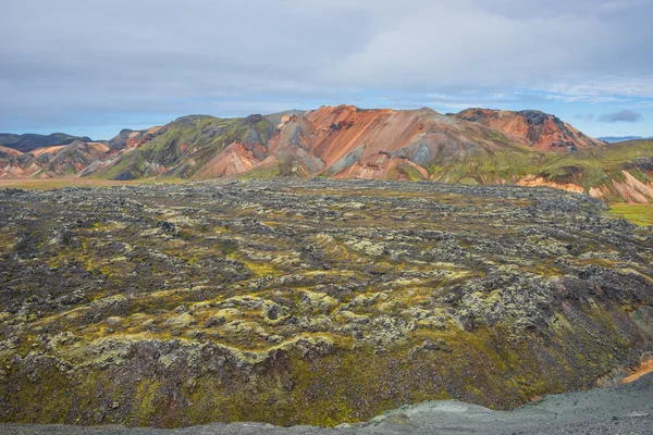 Landmannalaugar színes hegyek Izlandon, nyári idő — Stock Fotó