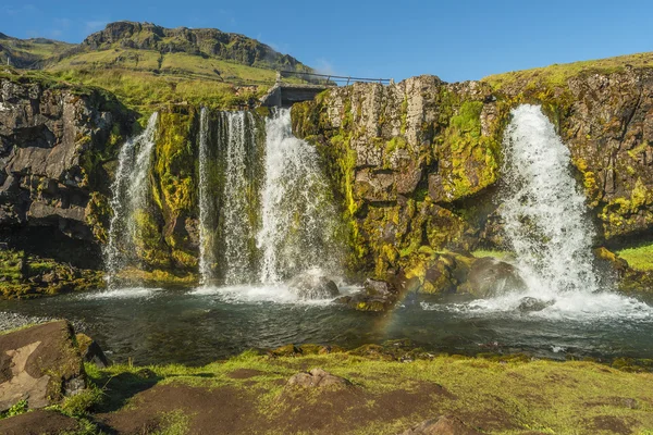 Splendida cascata Kirkjufellsfossl in Islanda, ora esatta — Foto Stock