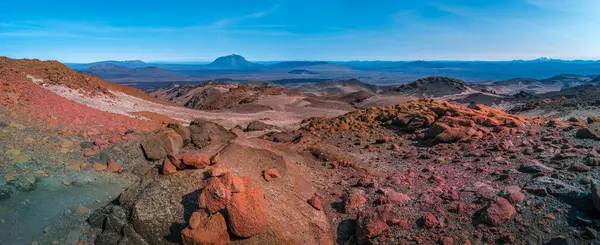 Panoramic View Icelandic Landscape Colorful Volcanic Caldera Askja Middle Volcanic — Stock Photo, Image