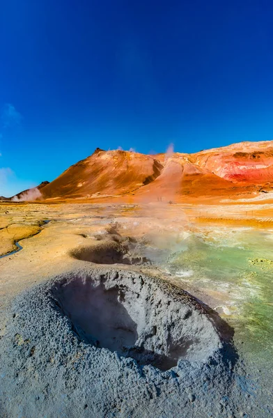 Geothermal Active Zone Hverir Myvatn Lake Iceland Resembling Martian Red — Stock Photo, Image