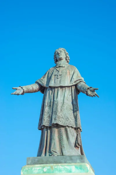 Estatua Obispo Henri Belsunce Magnífica Catedral Major Marsella Iluminada Con — Foto de Stock