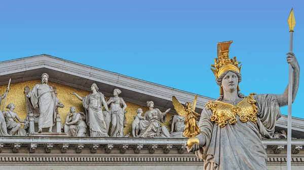 Athena Standbeeld Bij Fontein Pallas Athene Brunnen Voor Het Parlement — Stockfoto