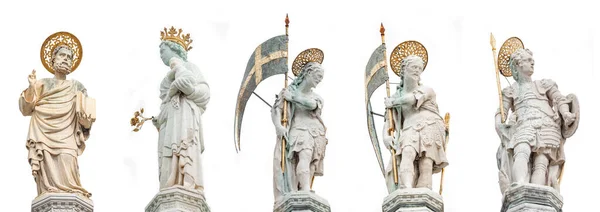 Conjunto Originais Antigas Esculturas Telhado Superior Símbolo Veneza Piazza San — Fotografia de Stock