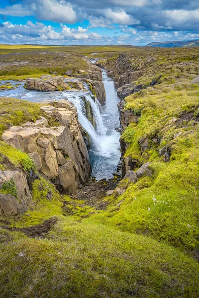 Doğu Zlanda Issız Bir Kanyon Şelalesi Yazın Güneşli Bir Günde — Stok fotoğraf