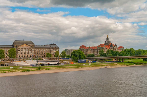 Krajobraz Pięknego Starego Drezna Historyczne Turystyczne Centrum Drezna Niemcy — Zdjęcie stockowe