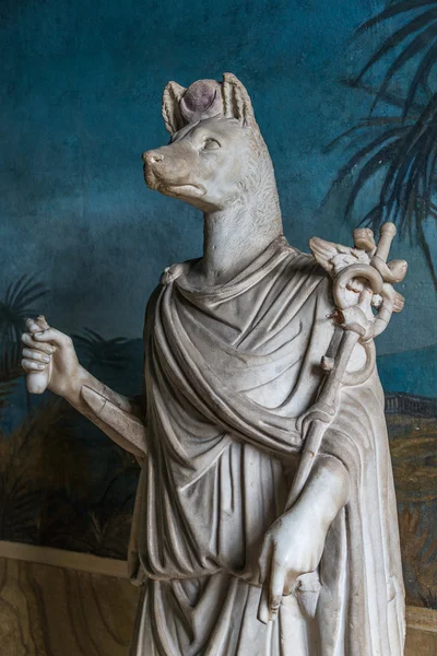 A statue of an egyptian wolfman, God, Anubis in Rome, Italy — Stock Photo, Image