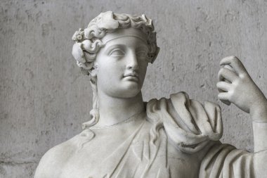 Bir kedi, Roma, İtalya ile çıplak Apollone heykeli
