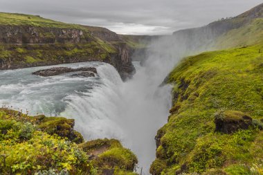Harika şelale Gullfoss İzlanda, yaz saati