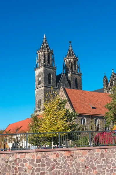 Kathedraal van Magdeburg op herfst, Duitsland — Stockfoto